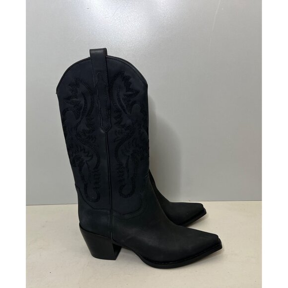 Free People Jeffrey Campbell Dagget Cowboy Boots Washed Black Womens Size 7.5 - Picture 4 of 5